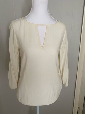Zara Cream Keyhole Long Sleeve Top